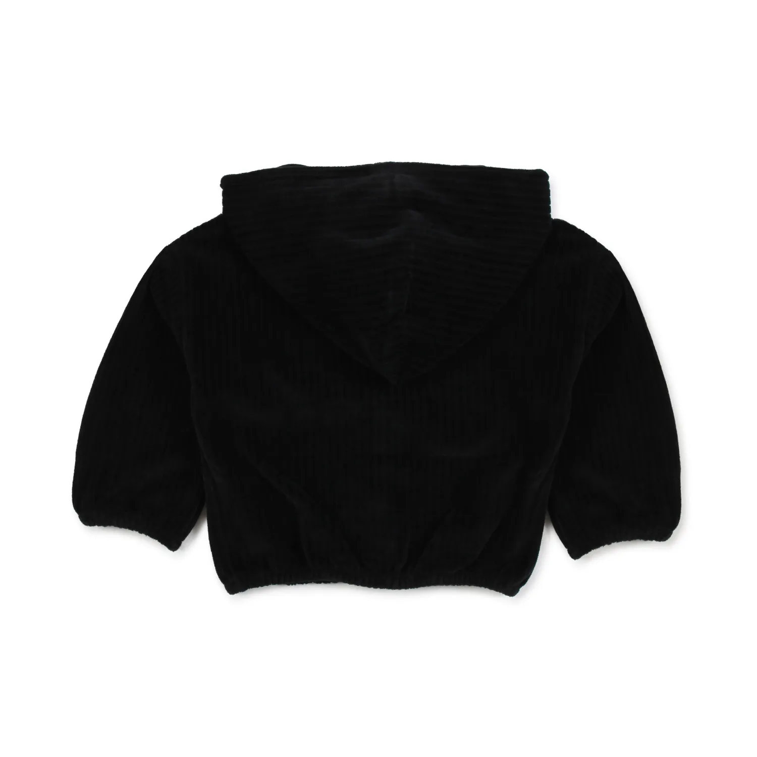 Cardigan Nero Di Velluto Con Cappuccio
