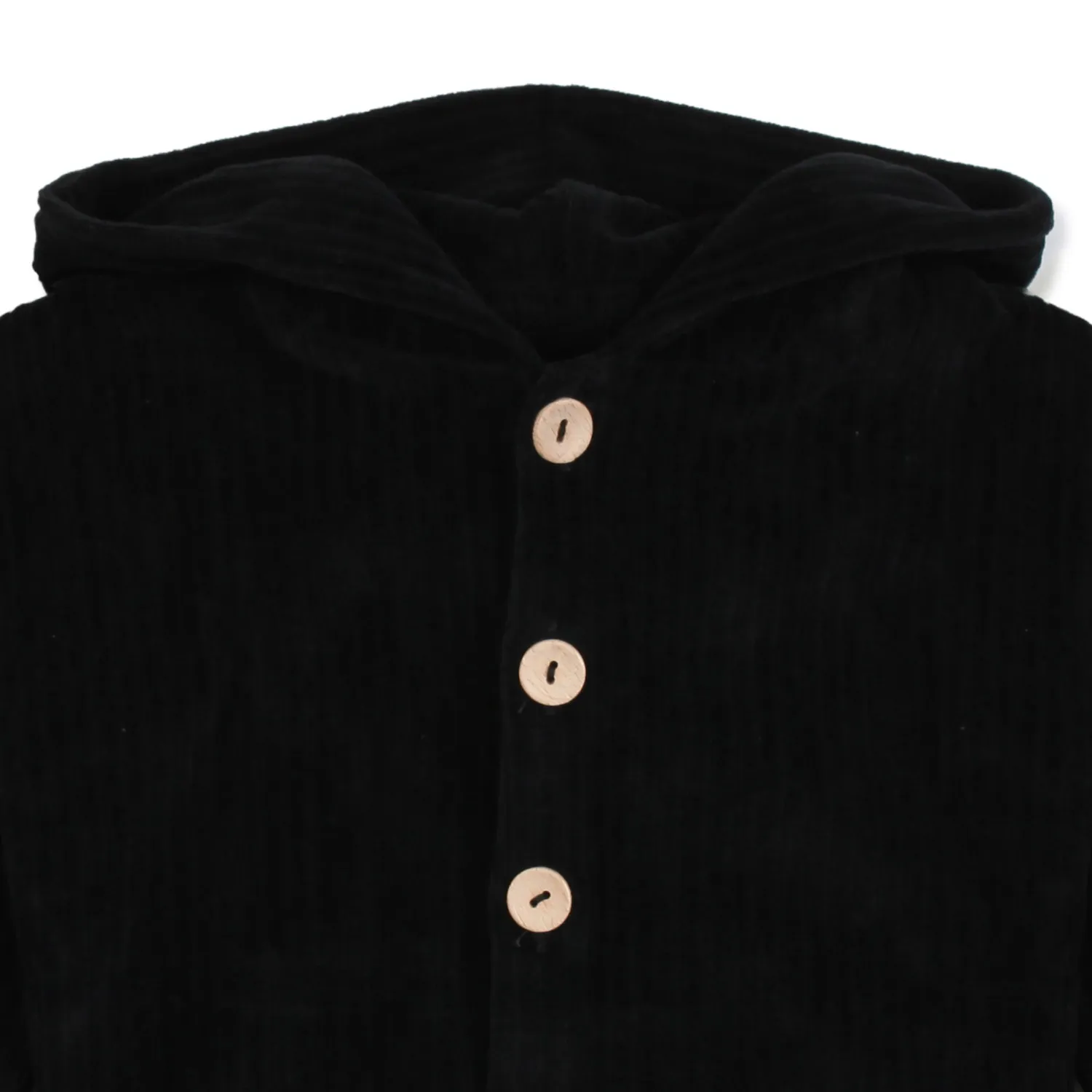 Cardigan Nero Di Velluto Con Cappuccio