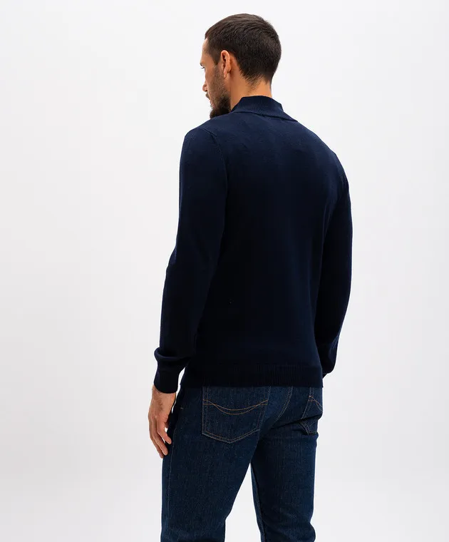 Cashmere&Whiskey Maglia in lana merino fantasia blu CH077