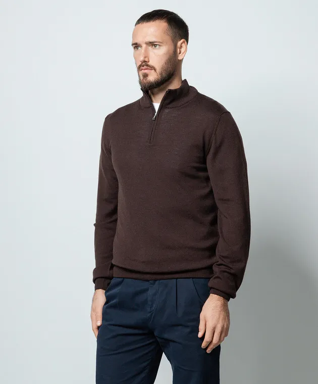 Cashmere&Whiskey Maglia in lana merino marrone 77397