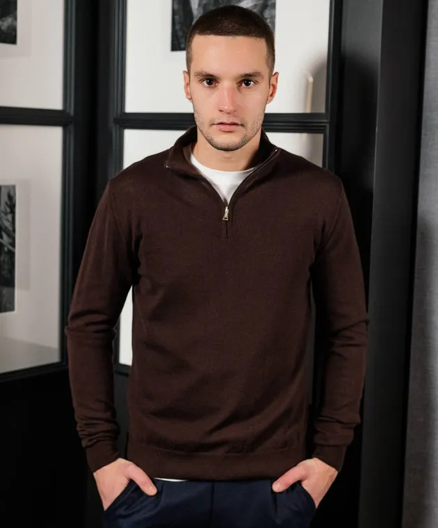 Cashmere&Whiskey Maglia in lana merino marrone 77397