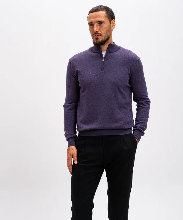 Cashmere&Whiskey Maglia in lana merino viola 77397