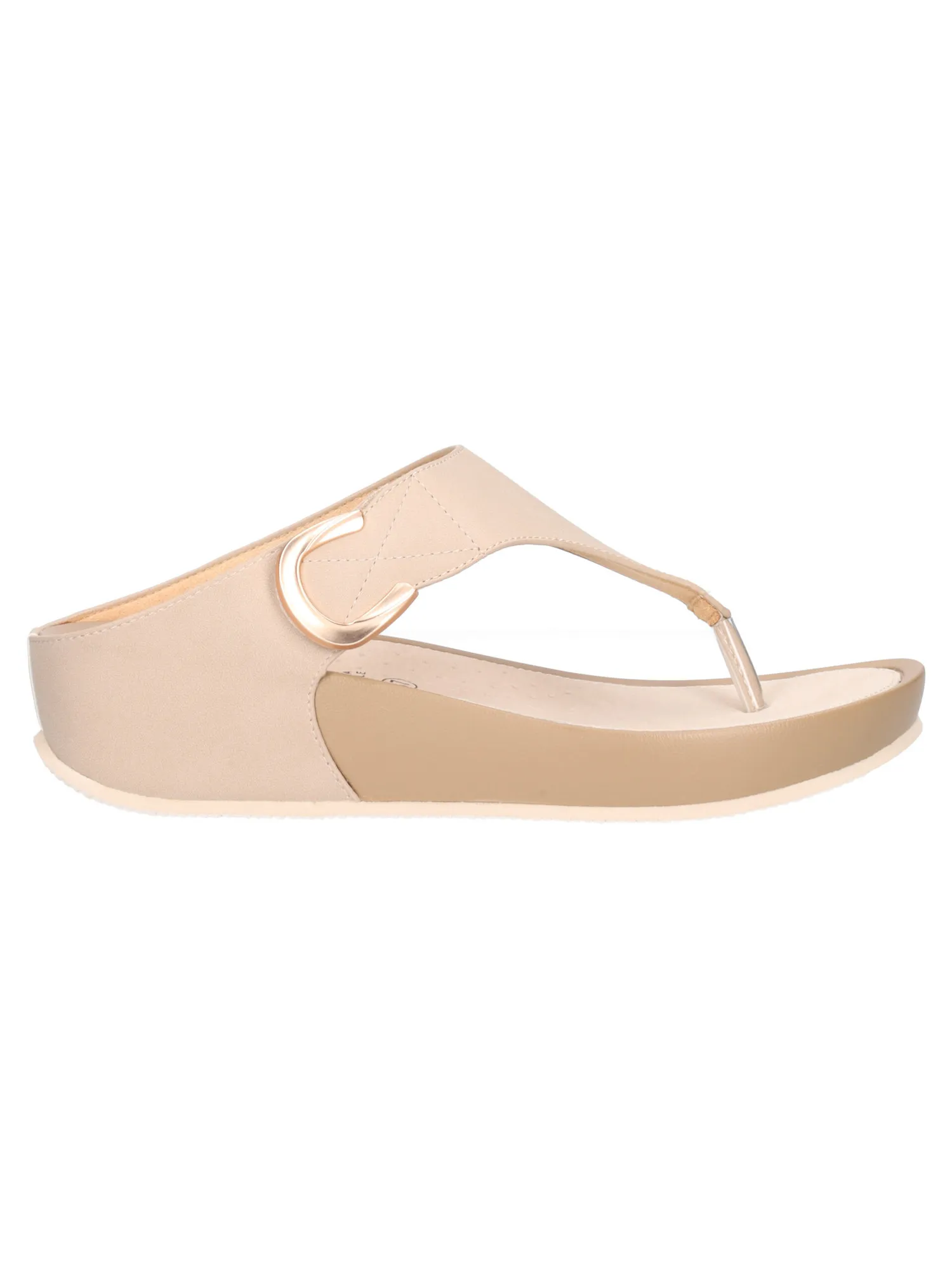 Ciabatta infradito con zeppa Grunland da donna beige