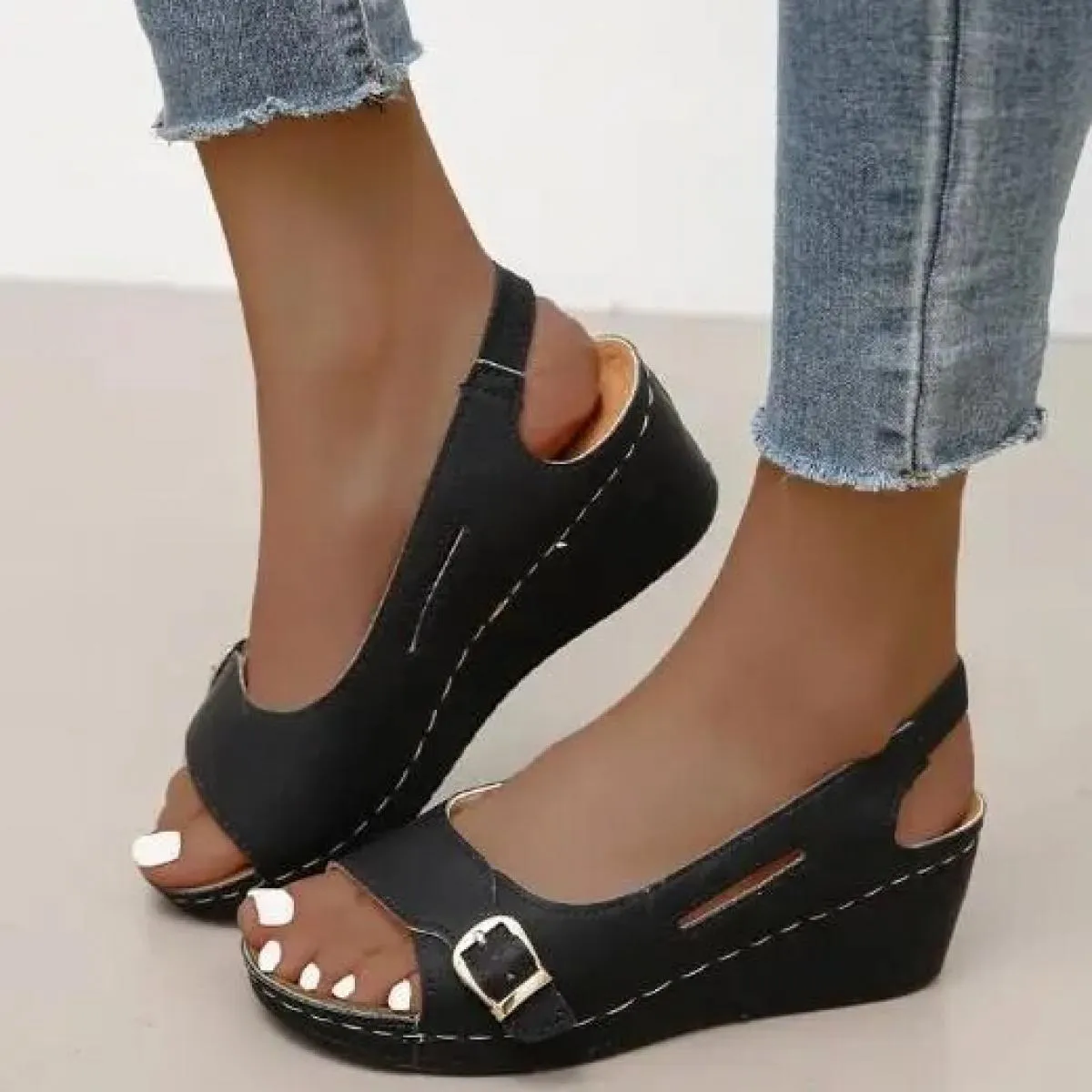 Comodi sandali con zeppa Scarpe estive con zeppa da donna Sandali da donna 2023 Donna