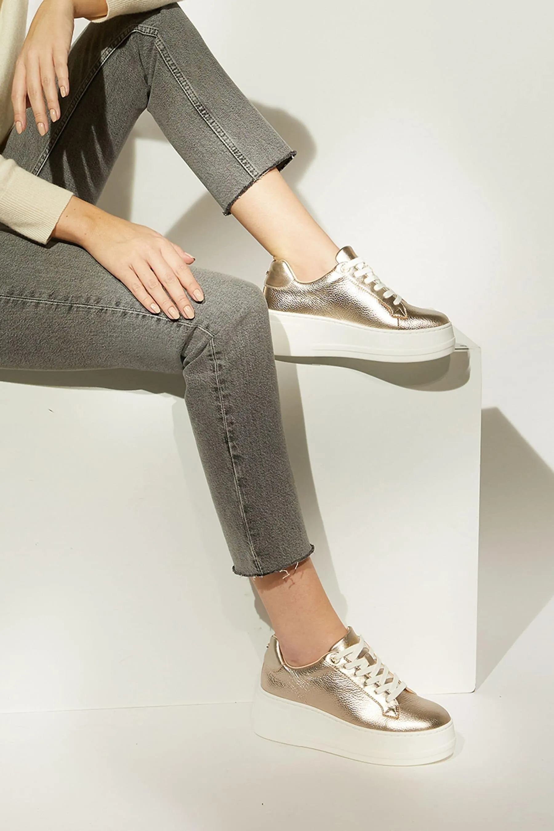 Dune London - Episode - Scarpe da ginnastica in pelle con plateau