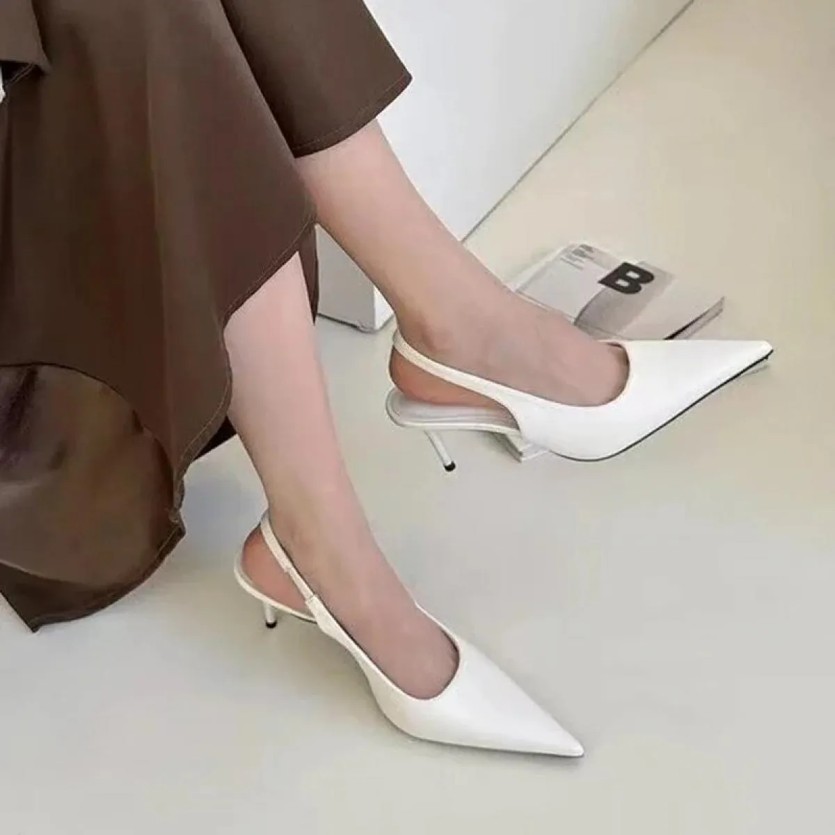 Eleganti tacchi alti Argento Décolleté Donna 2024ummer Slingback Punta a punta Scarpe da festa Donna Solid Sandali con tacco sot
