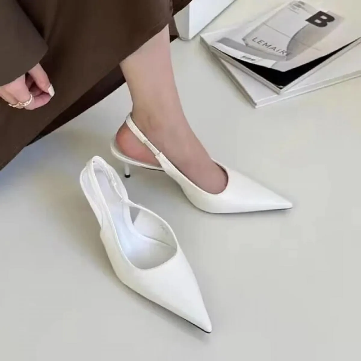 Eleganti tacchi alti Argento Décolleté Donna 2024ummer Slingback Punta a punta Scarpe da festa Donna Solid Sandali con tacco sot