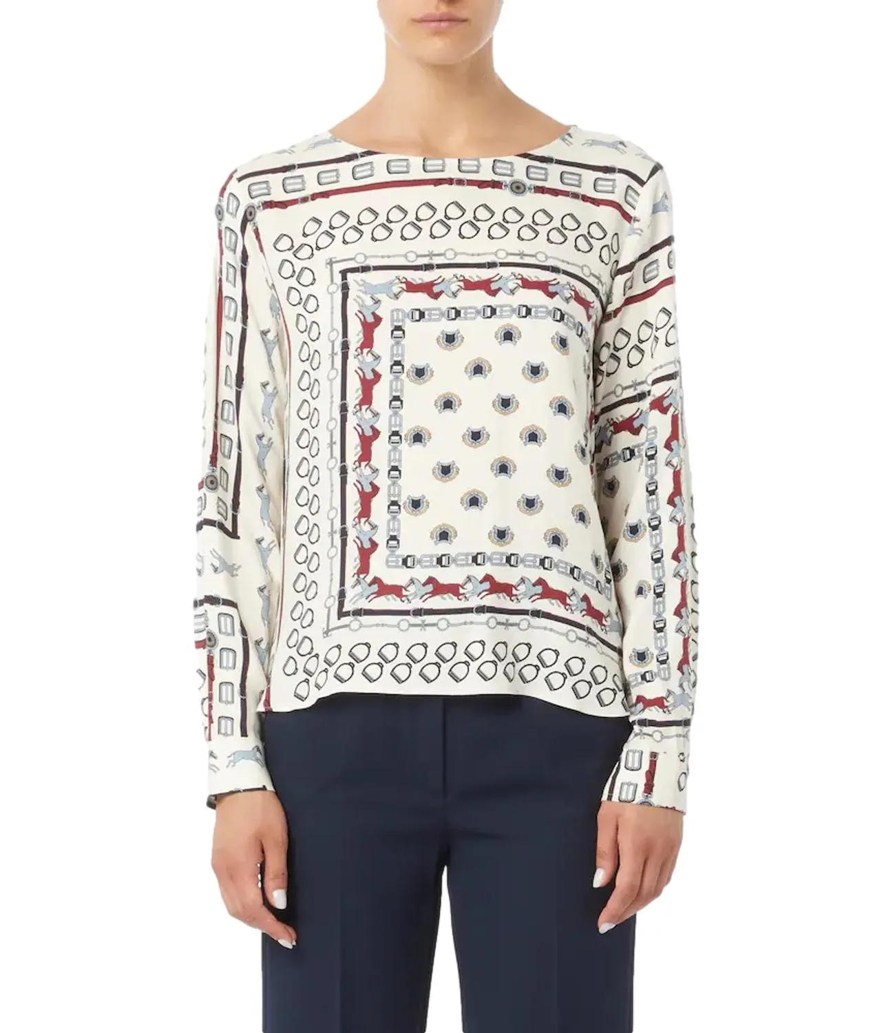 EMME MARELLA Emme Marella camicia ENEIDE fondo burro fantasia blu donna