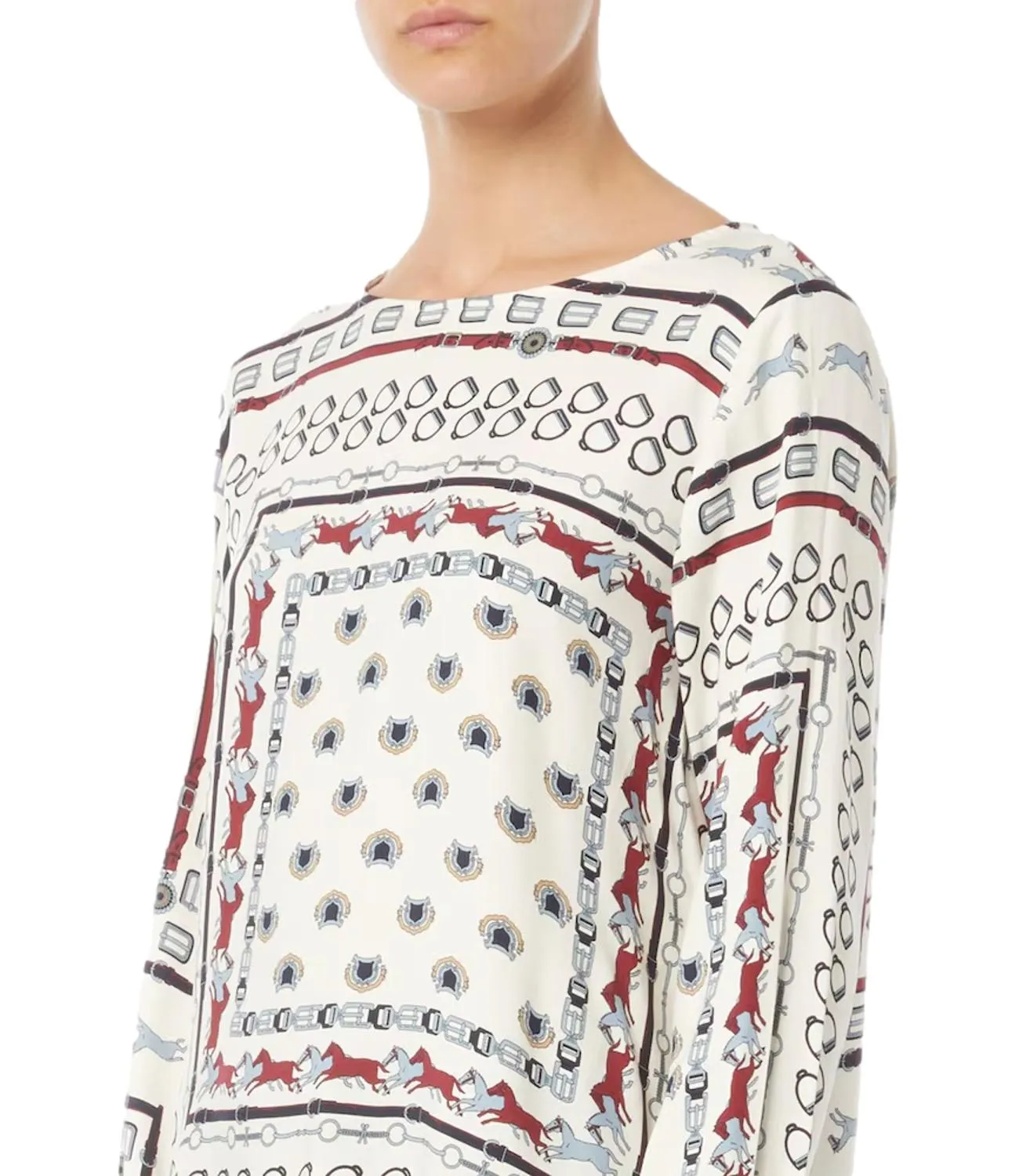 EMME MARELLA Emme Marella camicia ENEIDE fondo burro fantasia blu donna