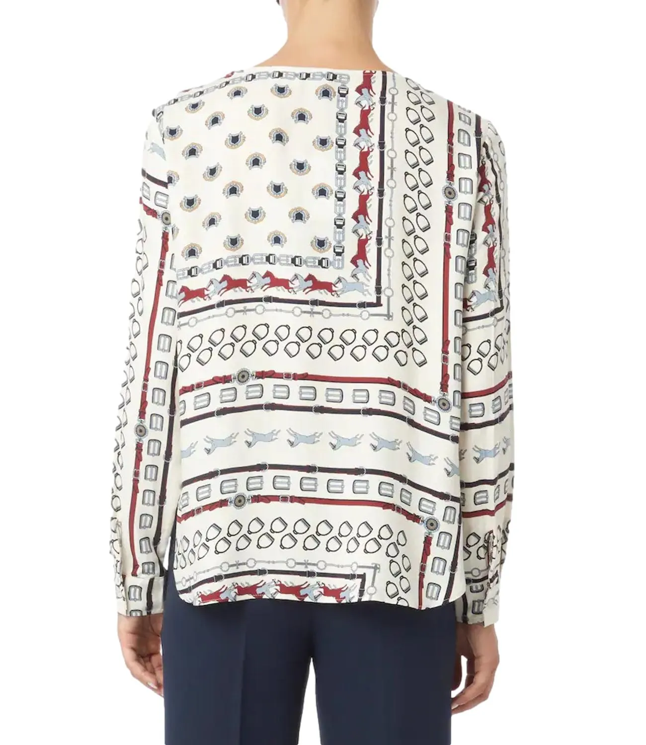 EMME MARELLA Emme Marella camicia ENEIDE fondo burro fantasia blu donna