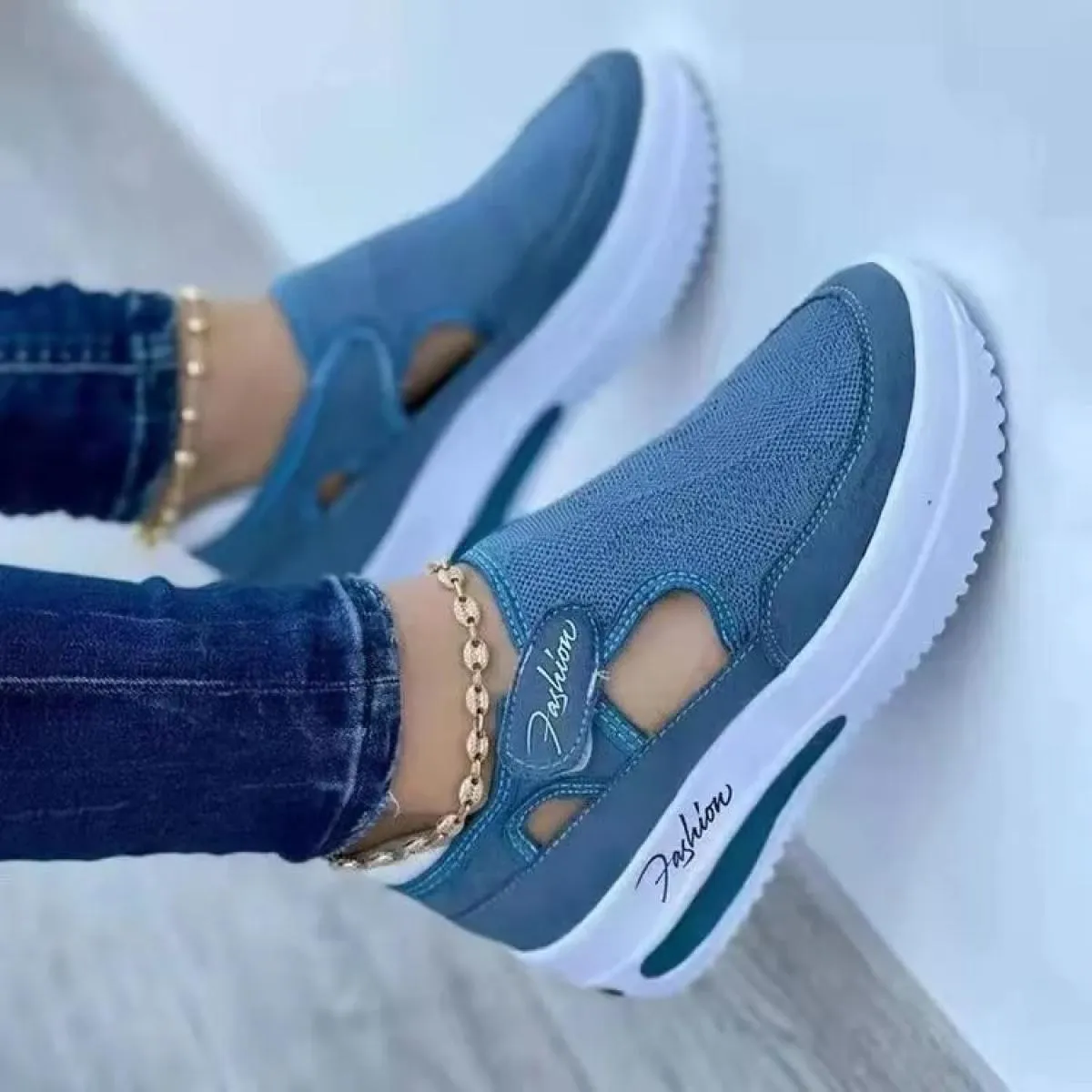 Estate nuove scarpe sportive casual con zeppa in mesh traspirante antiscivolo donna scarpe vulcanizzate con plateau scarpe da gi