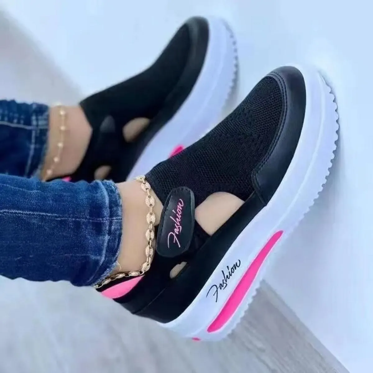 Estate nuove scarpe sportive casual con zeppa in mesh traspirante antiscivolo donna scarpe vulcanizzate con plateau scarpe da gi
