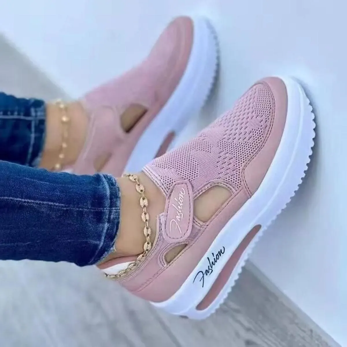 Estate nuove scarpe sportive casual con zeppa in mesh traspirante antiscivolo donna scarpe vulcanizzate con plateau scarpe da gi