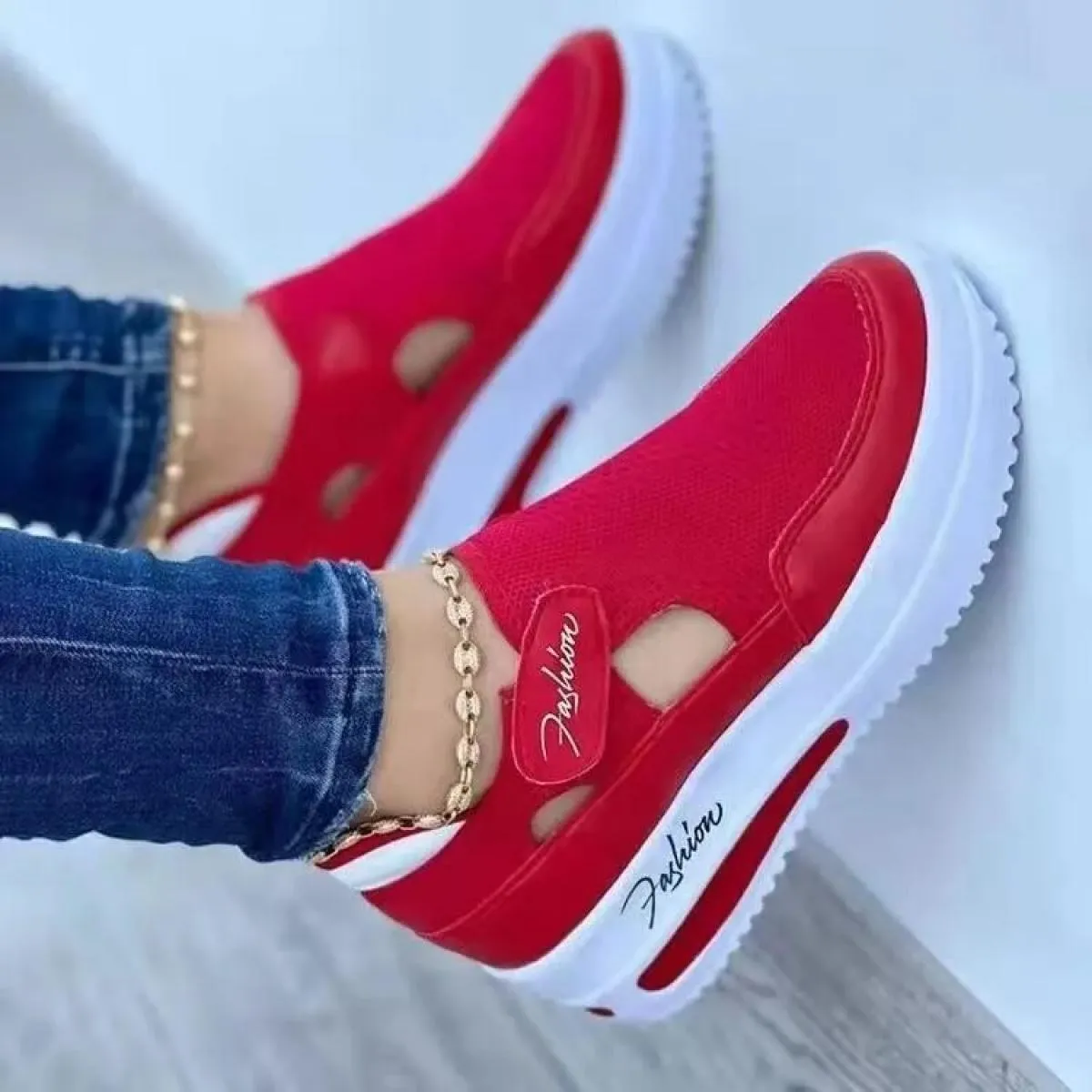 Estate nuove scarpe sportive casual con zeppa in mesh traspirante antiscivolo donna scarpe vulcanizzate con plateau scarpe da gi