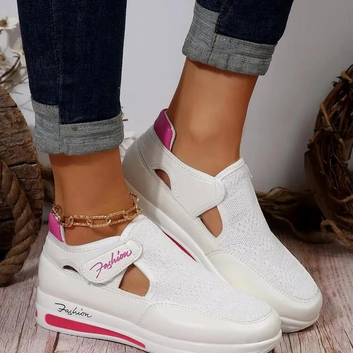 Estate nuove scarpe sportive casual con zeppa in mesh traspirante antiscivolo donna scarpe vulcanizzate con plateau scarpe da gi