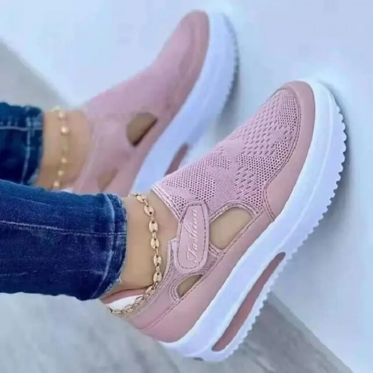 Estate nuove scarpe sportive casual con zeppa in mesh traspirante antiscivolo donna scarpe vulcanizzate con plateau scarpe da gi