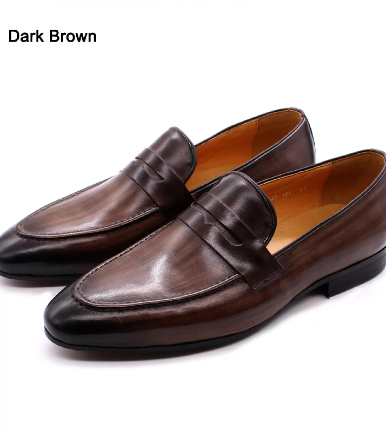 Felix Chu Mens Penny Loafers Scarpe in pelle Vera pelle Eleganti scarpe da cerimonia per feste di nozze Scarpe marroni nere Fo