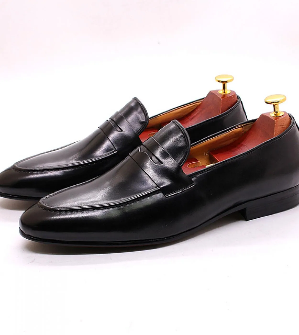 Felix Chu Mens Penny Loafers Scarpe in pelle Vera pelle Eleganti scarpe da cerimonia per feste di nozze Scarpe marroni nere Fo