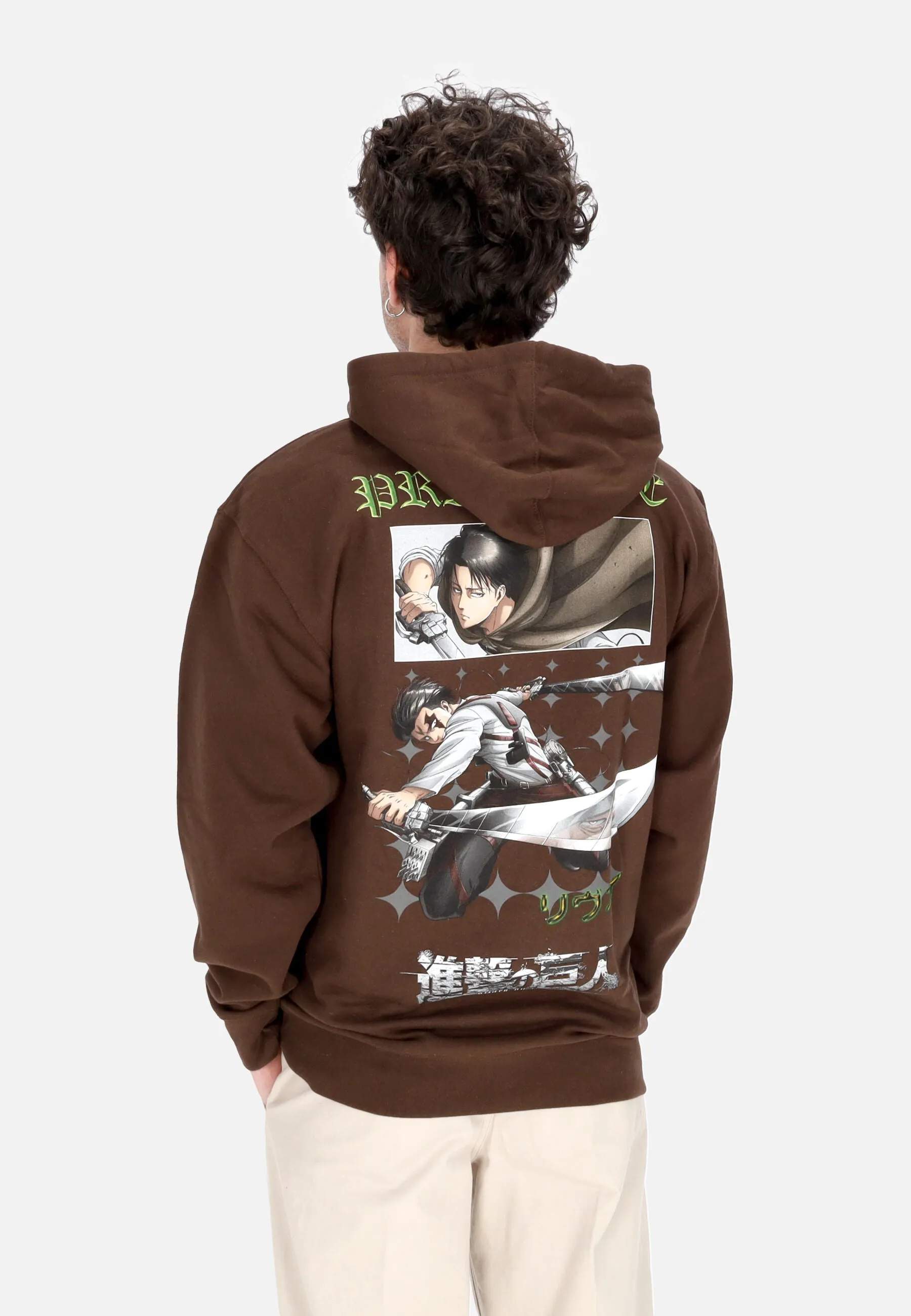 Felpa Cappuccio Uomo Scout Hoodie X Attack On Titan Brown