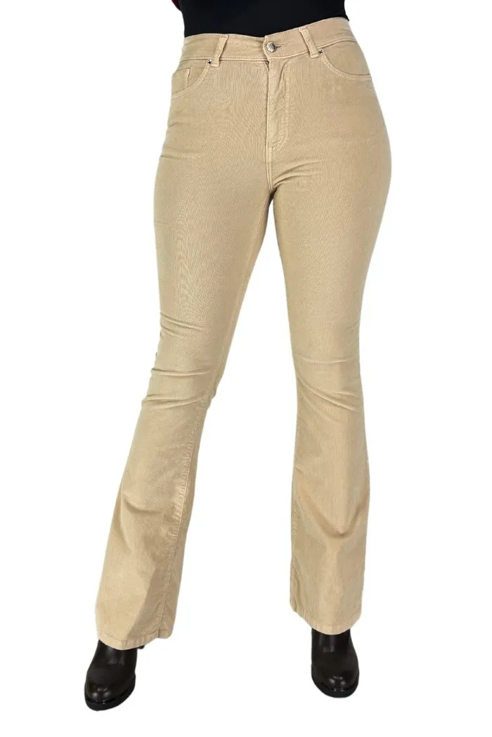 Fifty Four pantalone in velluto a zampa greta v065