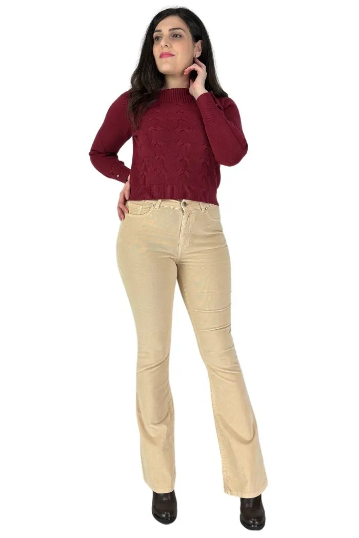 Fifty Four pantalone in velluto a zampa greta v065