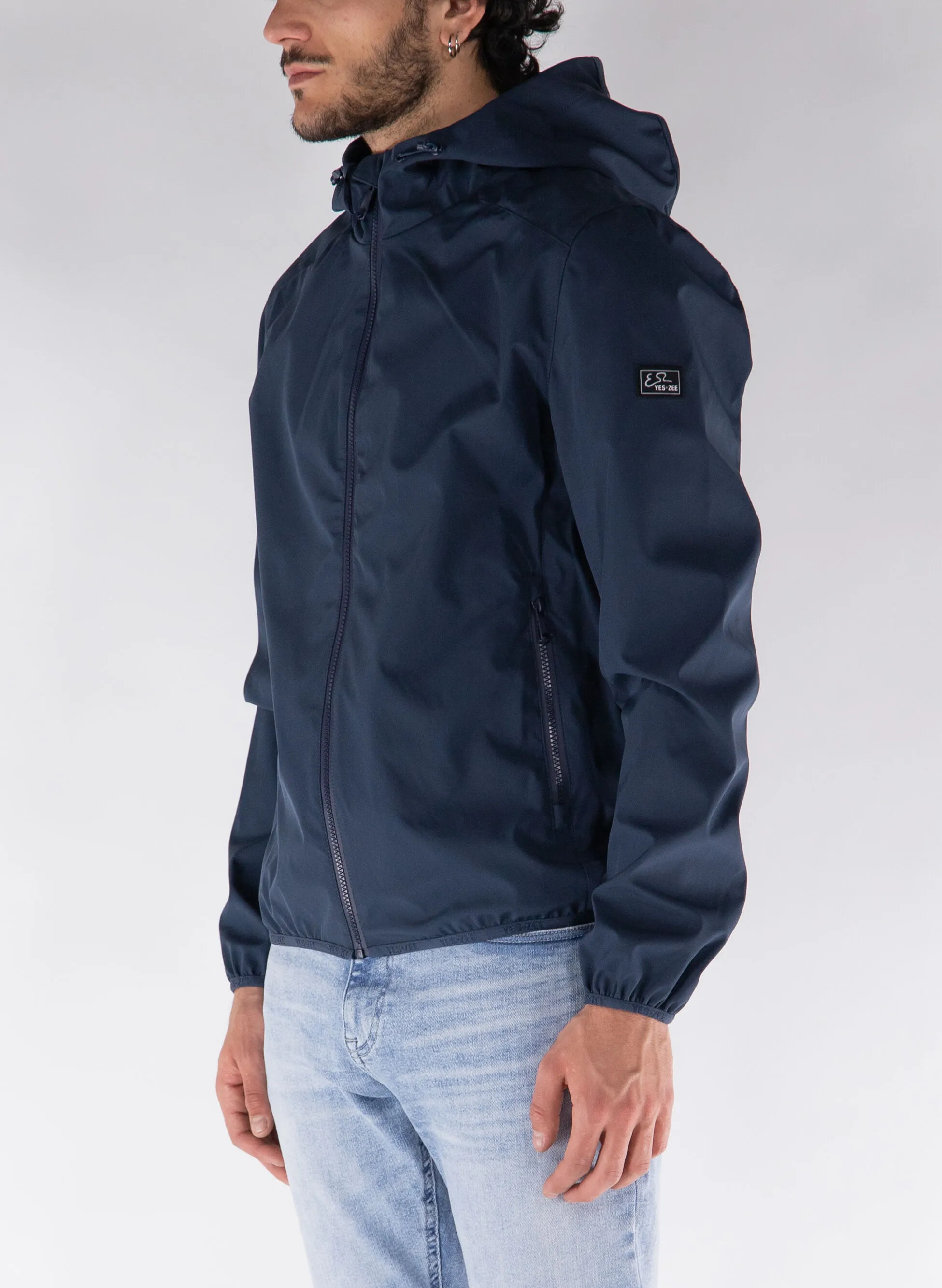 giacca full zip softshell con cappuccio