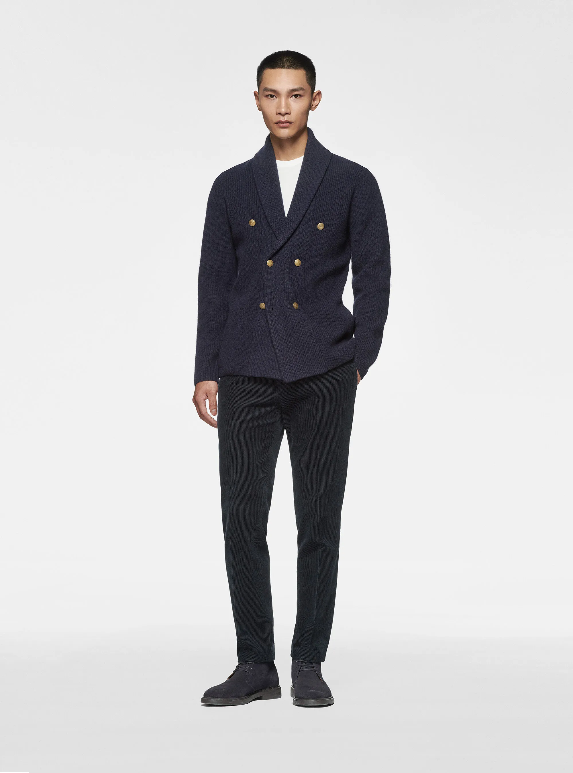 Giacca in maglia in lana merino costa perlata