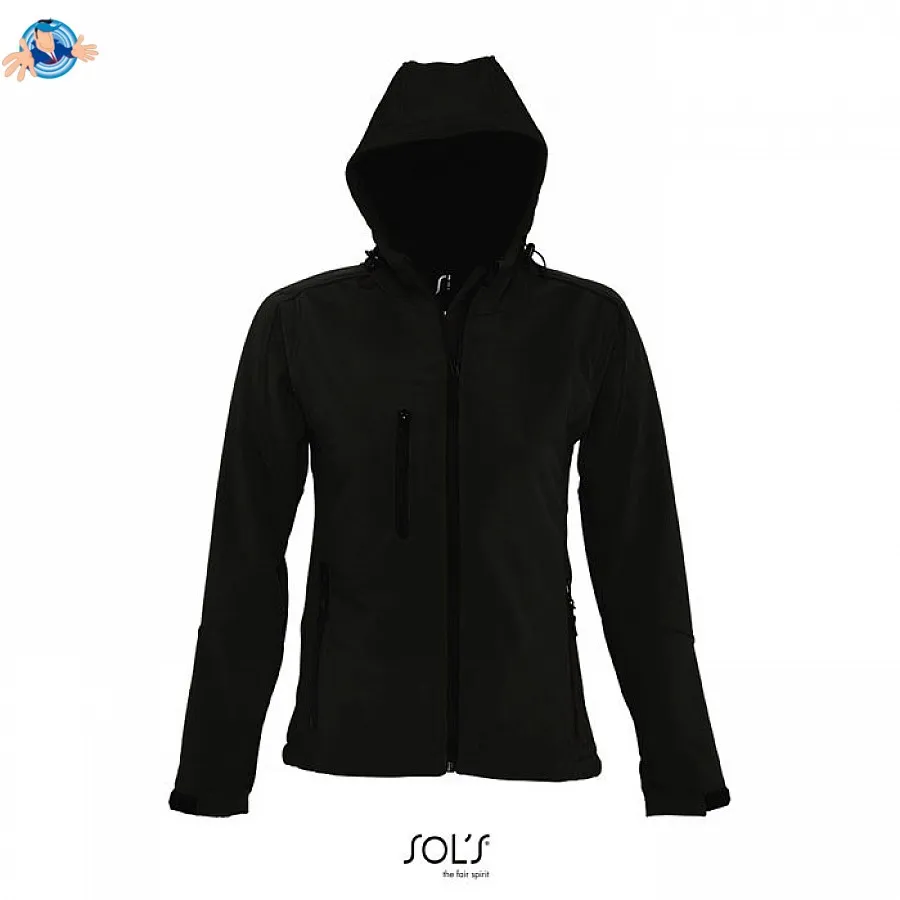 Giacca Softshell da donna con cappuccio | personalizzabile con il tuo logo