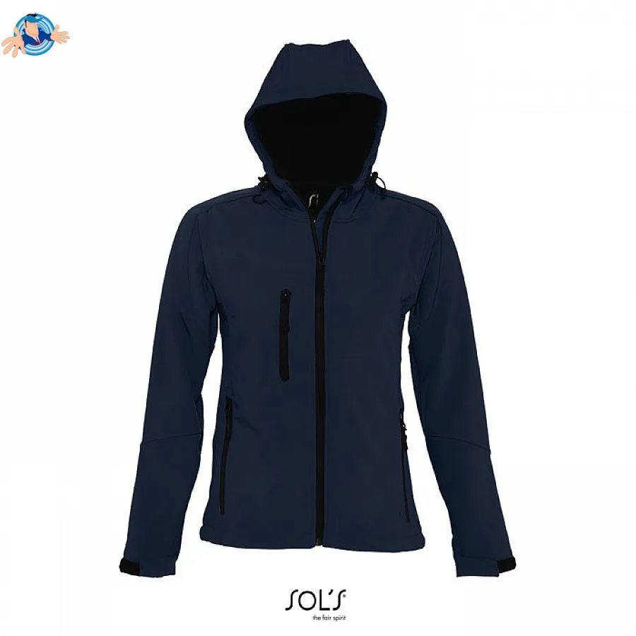 Giacca Softshell da donna con cappuccio | personalizzabile con il tuo logo