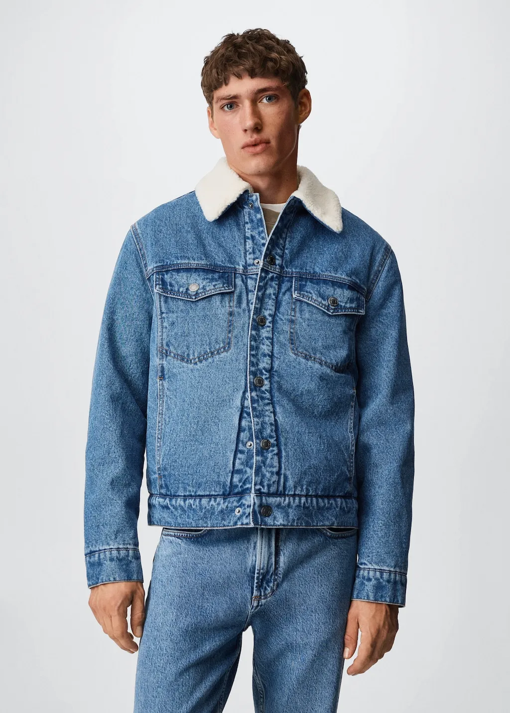 Giubbotto denim pelliccia di pecora