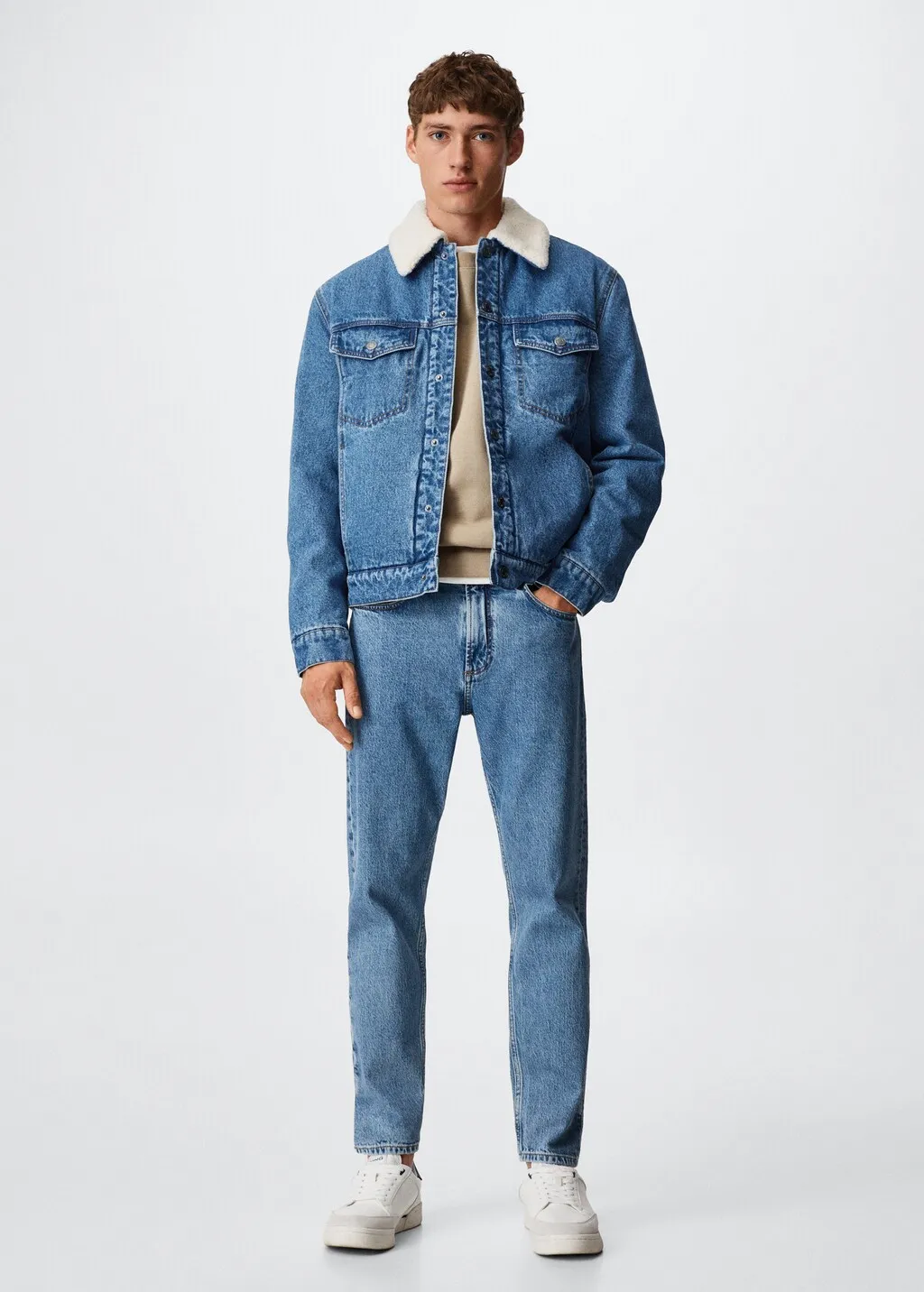 Giubbotto denim pelliccia di pecora
