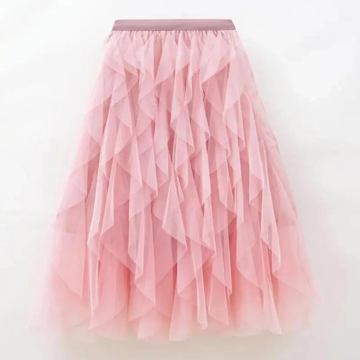 Gonna lunga lunga in tulle tutù da donna, moda, gonna a pieghe rosa a vita alta carina, gonne estetiche da donna in rete
