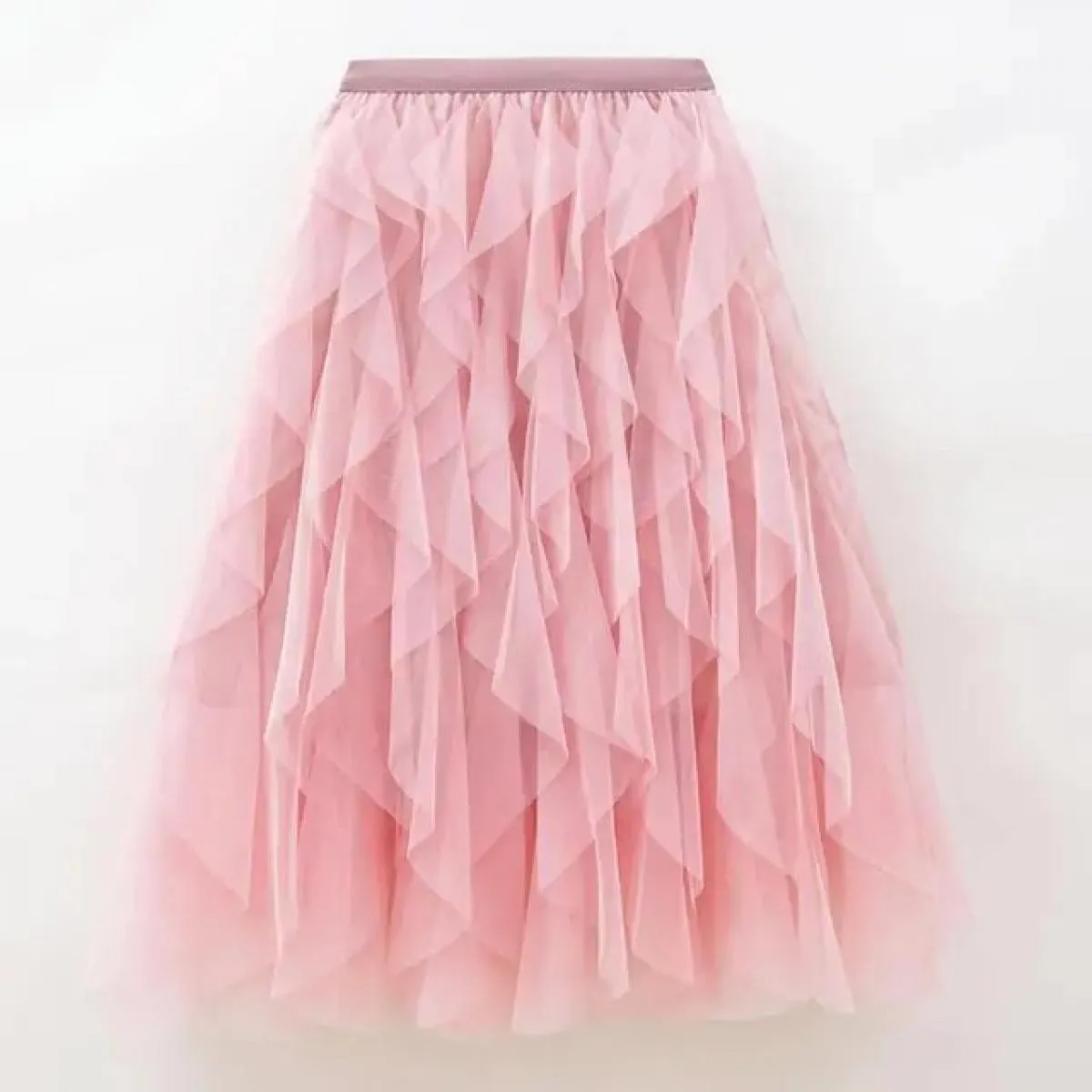Gonna lunga lunga in tulle tutù da donna, moda, gonna a pieghe rosa a vita alta carina, gonne estetiche da donna in rete