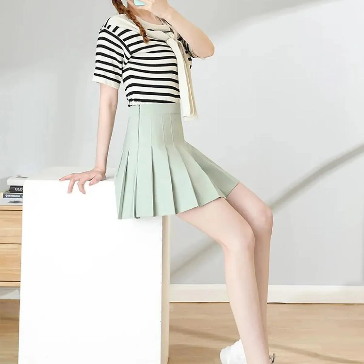 Gonna marrone da donna 2023 abiti estivi vita alta da donna stile Harajuku mini gonna a pieghe nera per scolaretta Unifo