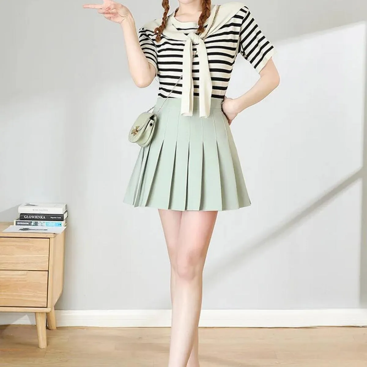 Gonna marrone da donna 2023 abiti estivi vita alta da donna stile Harajuku mini gonna a pieghe nera per scolaretta Unifo
