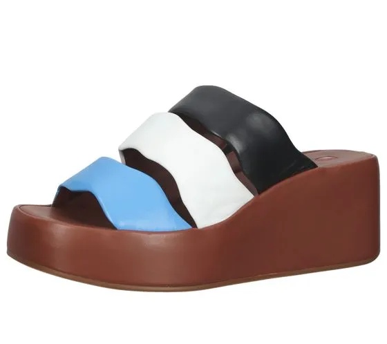 högl zoccoli da donna in vera pelle scarpe con zeppa scarpe estive 3-10 2520 3999 marrone/colorato