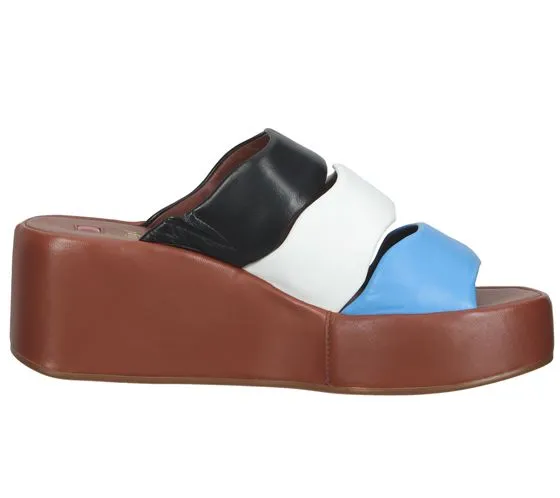 högl zoccoli da donna in vera pelle scarpe con zeppa scarpe estive 3-10 2520 3999 marrone/colorato