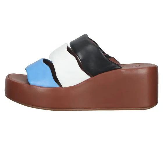 högl zoccoli da donna in vera pelle scarpe con zeppa scarpe estive 3-10 2520 3999 marrone/colorato