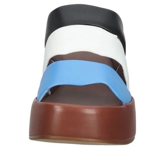 högl zoccoli da donna in vera pelle scarpe con zeppa scarpe estive 3-10 2520 3999 marrone/colorato