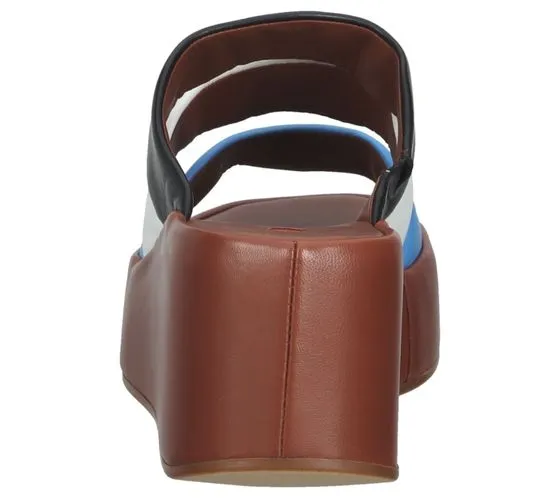 högl zoccoli da donna in vera pelle scarpe con zeppa scarpe estive 3-10 2520 3999 marrone/colorato