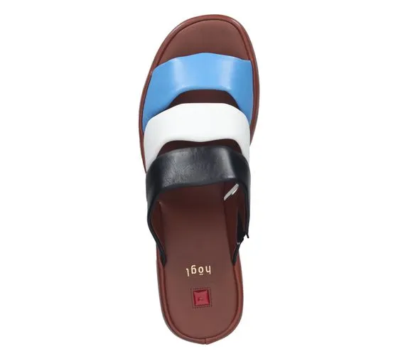 högl zoccoli da donna in vera pelle scarpe con zeppa scarpe estive 3-10 2520 3999 marrone/colorato