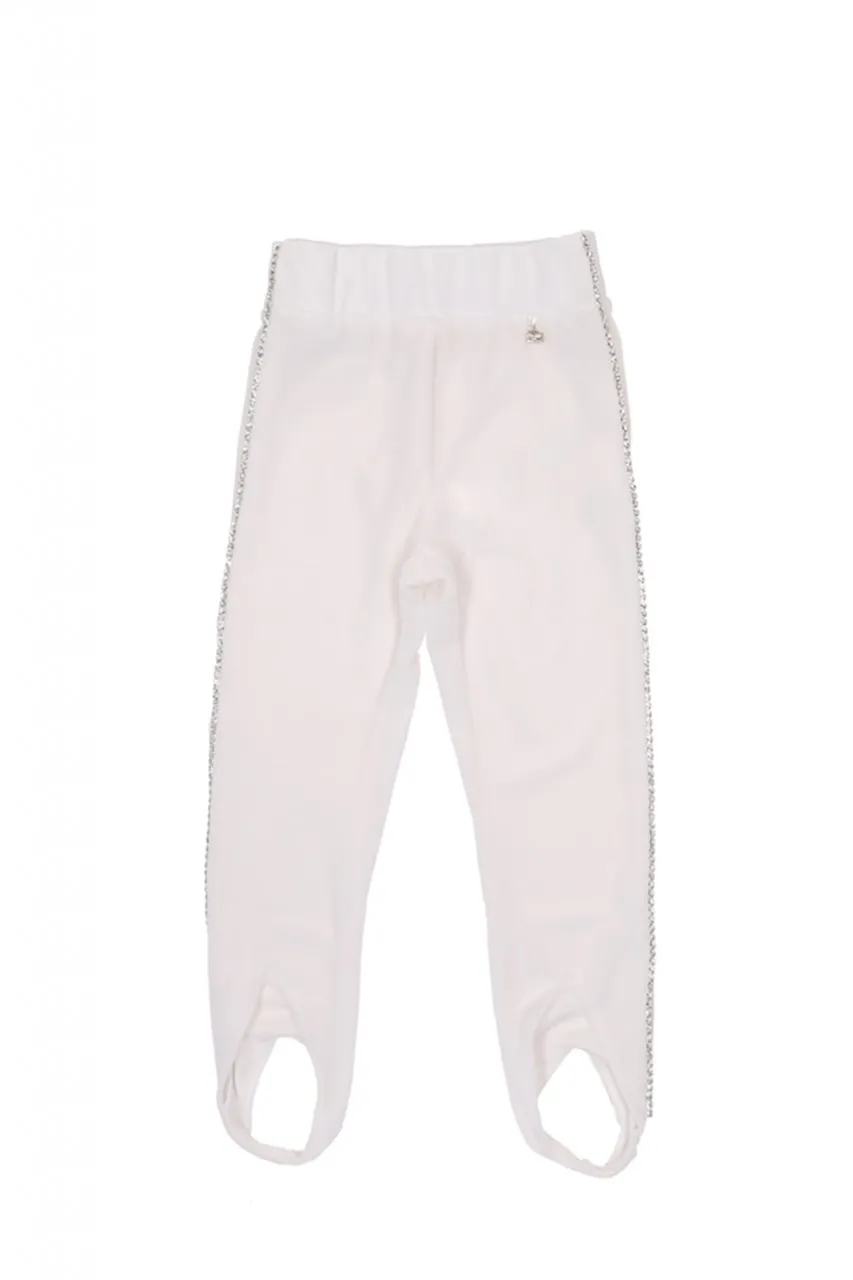 Leggings in velluto con strass Avorio