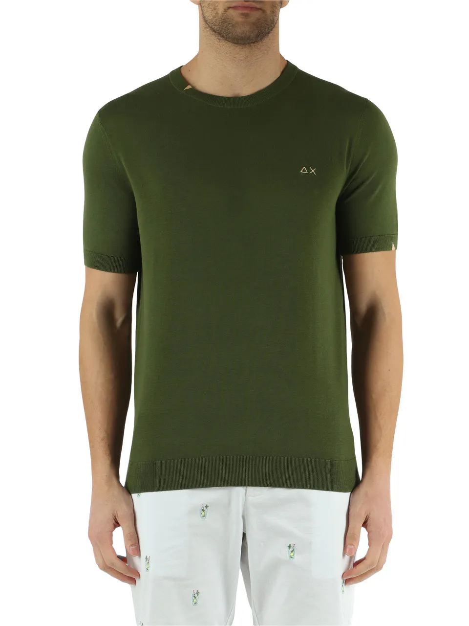 Maglia a maniche corte in cotone con ricamo logo