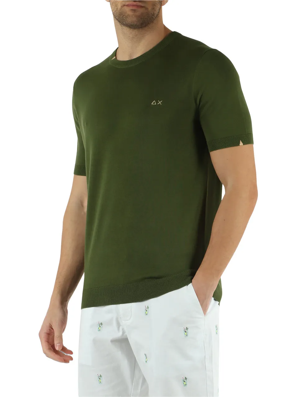 Maglia a maniche corte in cotone con ricamo logo