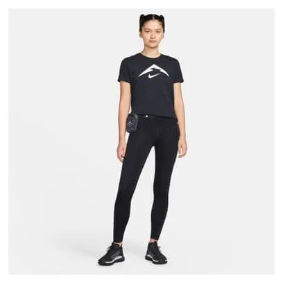 Maglia a maniche corte Nike Dri-Fit Trail Logo Donna Nero