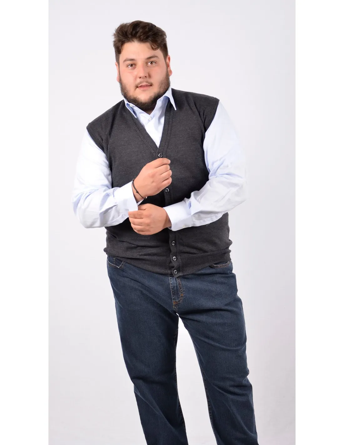 Maglia cardigan sm p lana grigio taglie forti
