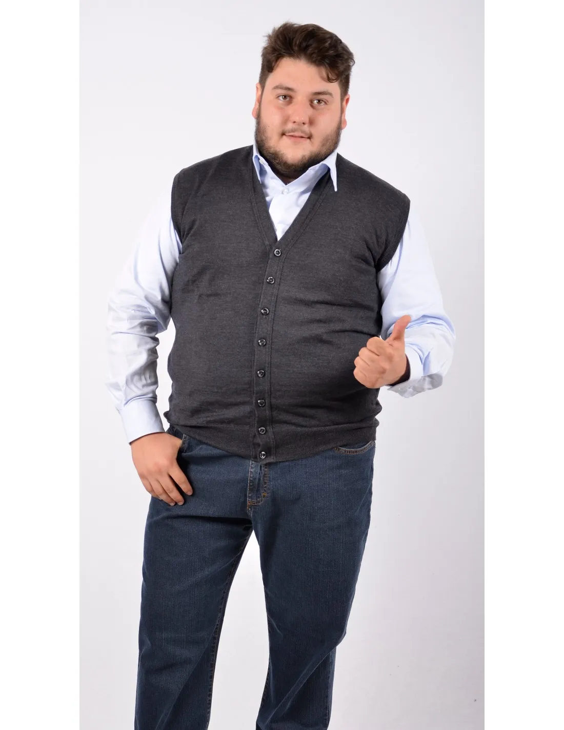 Maglia cardigan sm p lana grigio taglie forti