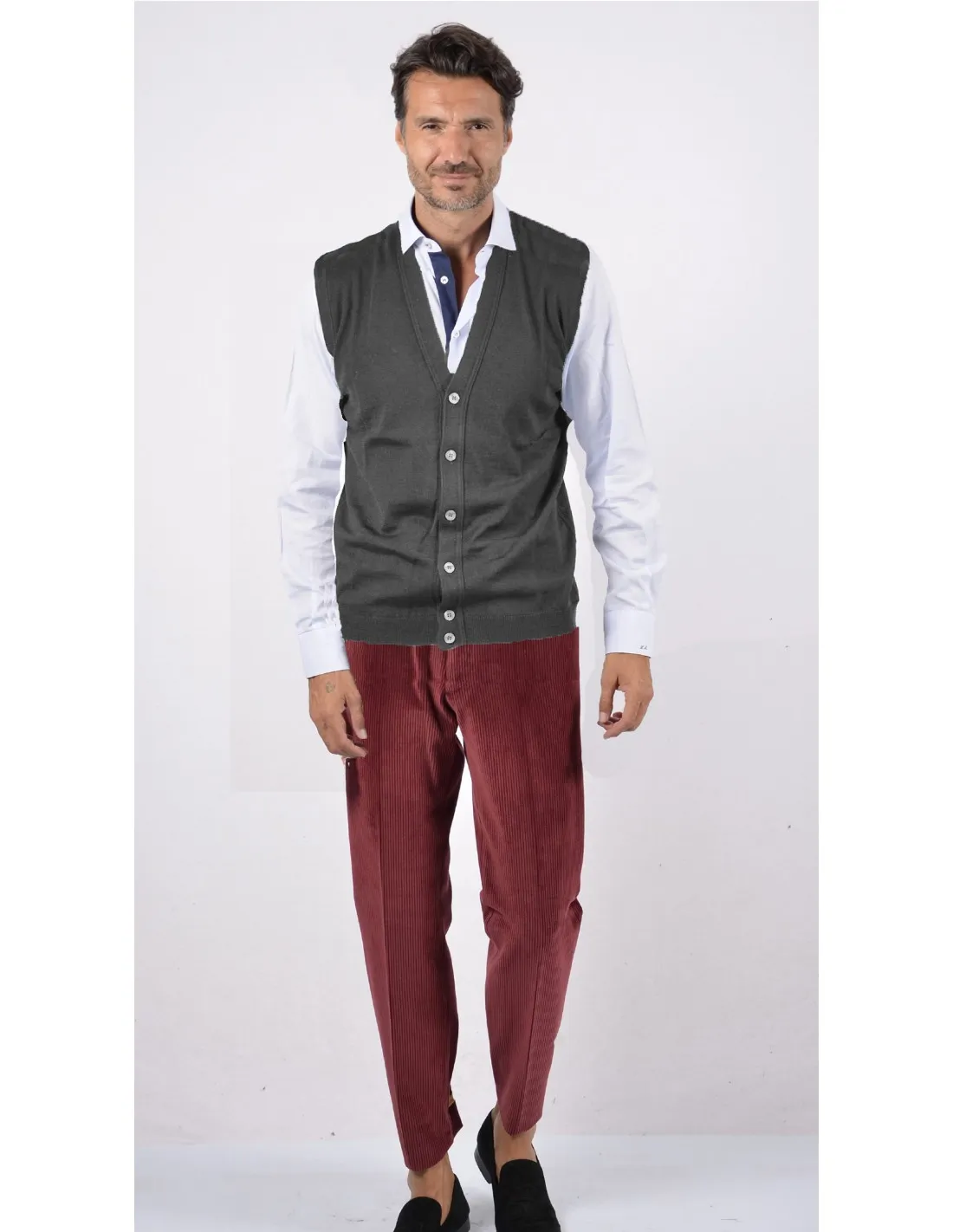 Maglia cardigan sm p lana merino 4 stagioni grigio scuro