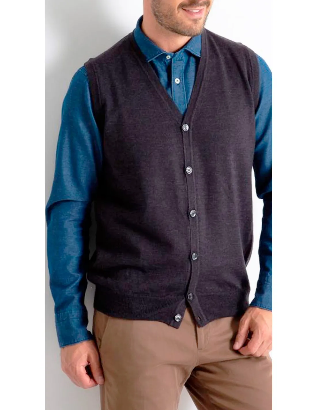 Maglia cardigan sm p lana merino 4 stagioni grigio scuro