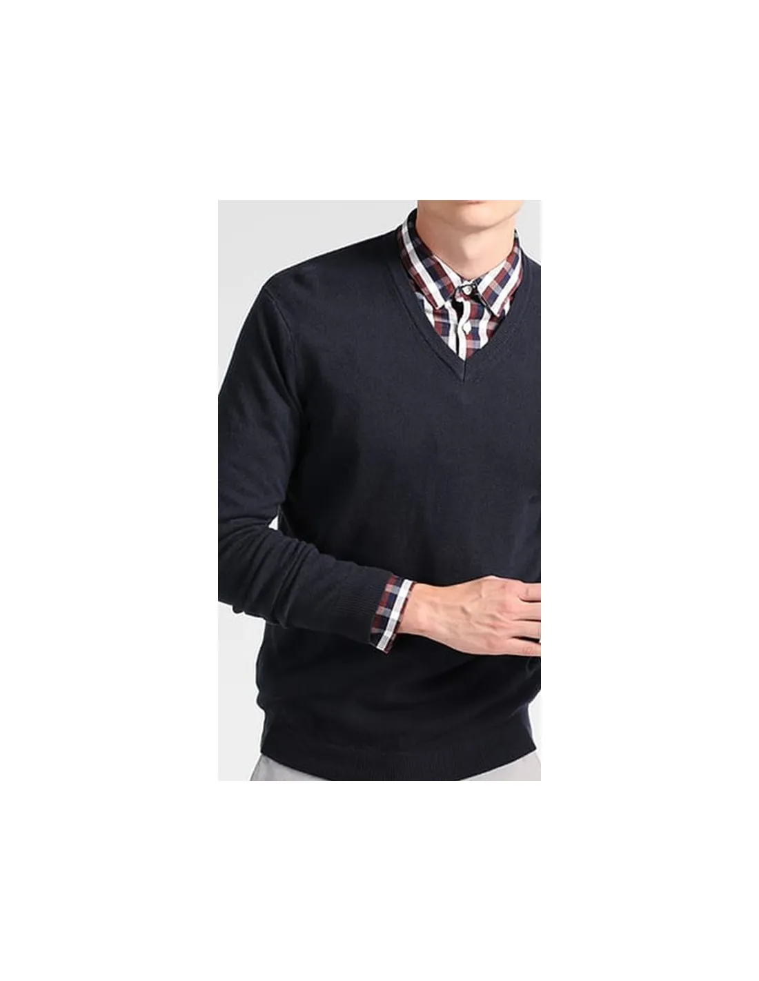 Maglia collo v ml lana merino 4 stagioni blu